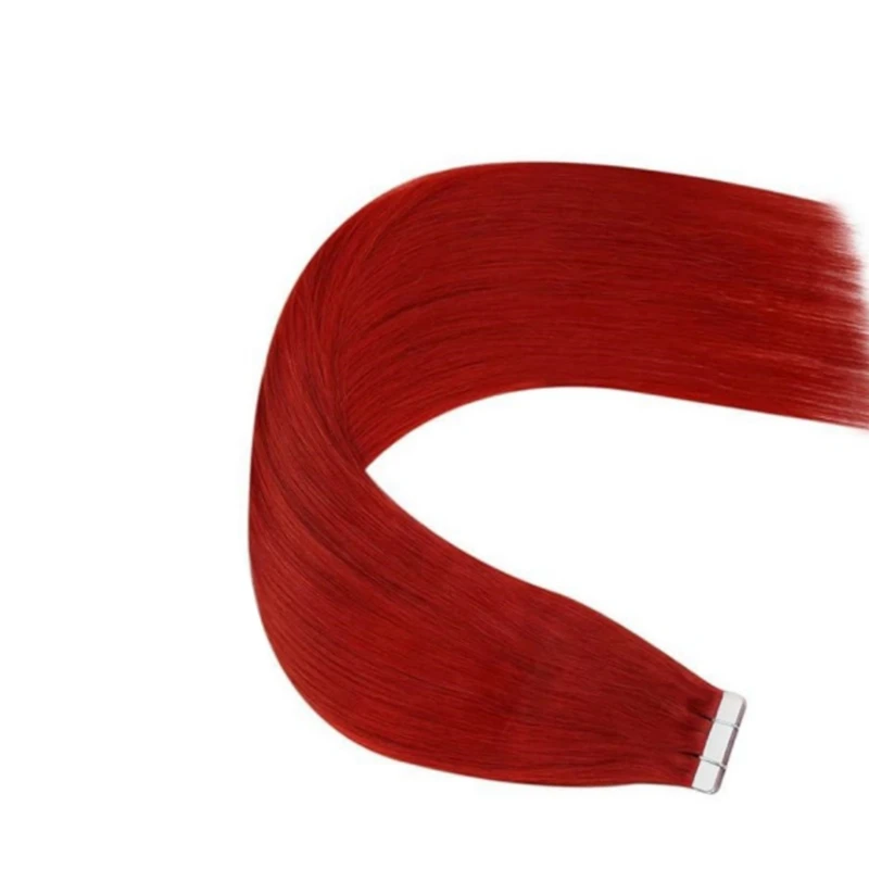 red color 14inch-24inch long Straight Tape In Human Hair Extensions Hair Extensions 100%  human hair High Quality