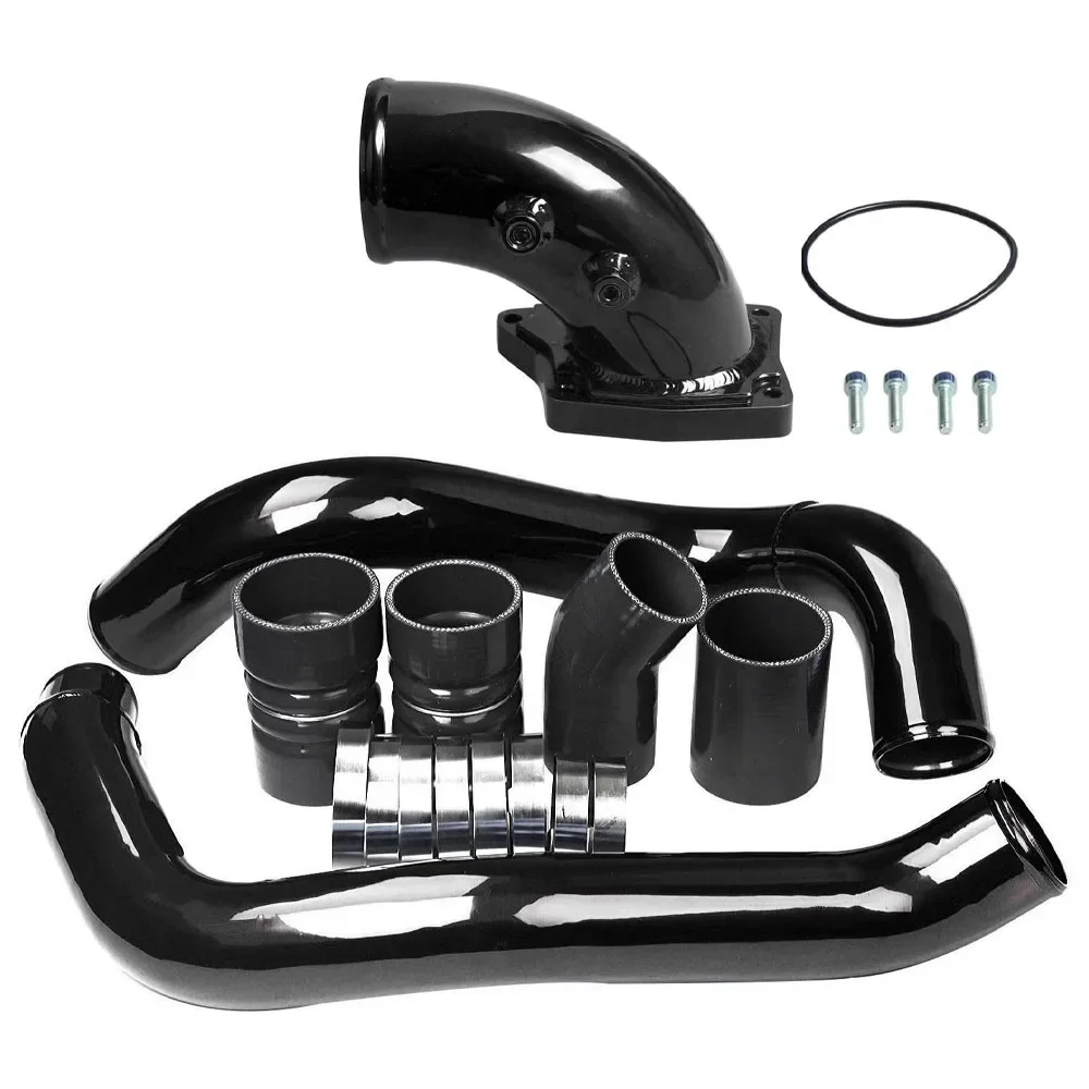 For Diesel 6.0L V8 Aluminum Intercooler Pipe & Boot Clamps Kit Car Turbo Intercooler Pipe Boot CAC Tube High FLow Intake Elbow