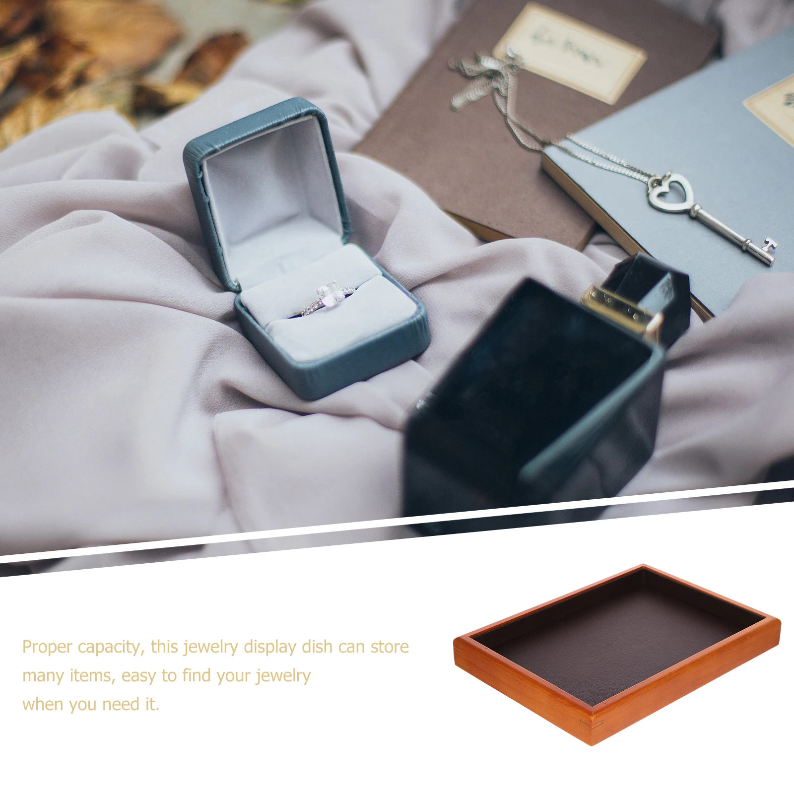 

Jewelry Tray Ring Plate Bracelet Holder Wooden Dish Display Stand Brown Smooth Surface Storage Organizer For Necklaces Earrings