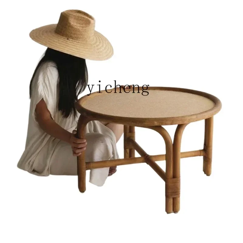 

round coffee table, real vine weaving retro wabi-sabi wind B & B home simple corner table
