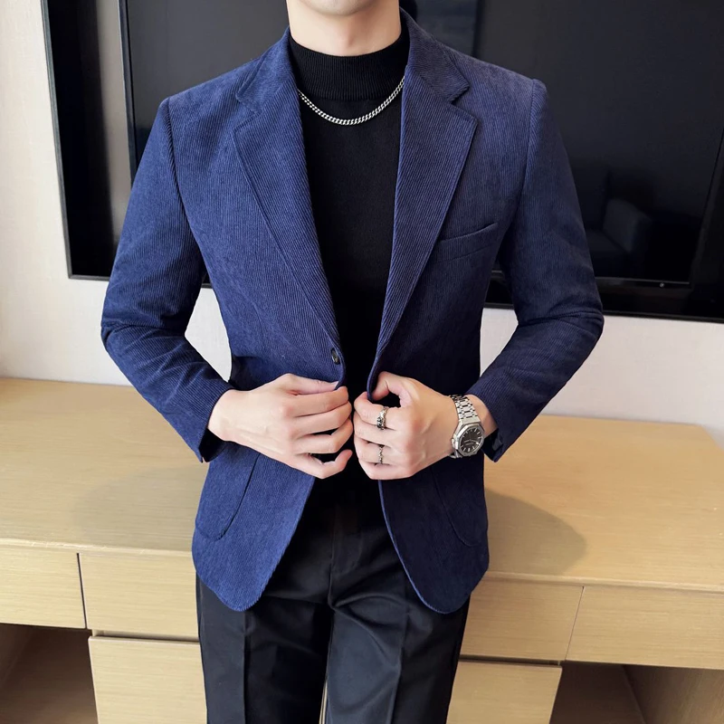 

High-End Solid-Color Corduroy Suit Jacket Fashionable Versatile Business Casual Wear New Bestseller Premium Banquet
