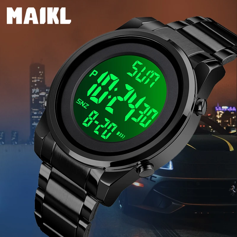 MAIKL LED Digital Watches Men 2 Time Electron Wristwatch Military Countdown Waterproof Sports Alarm Men Clock reloj hombre