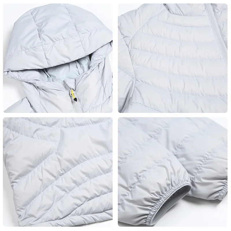 Qualità impermeabile 90% piumino bianco uomo donna con cappuccio piumino da trekking piumino da campeggio esterno capispalla per coppie JK-085