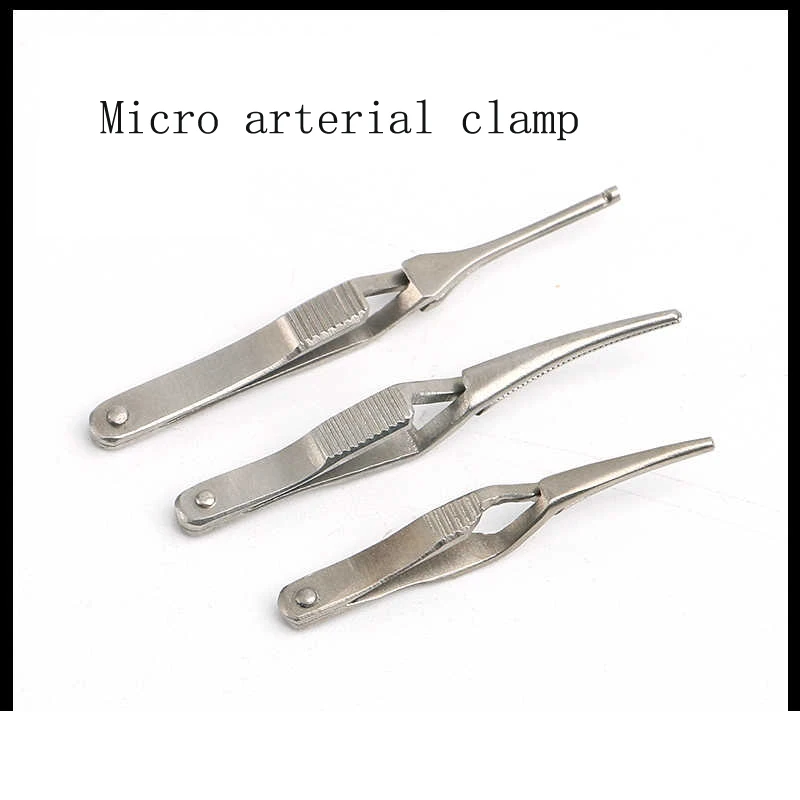 Micro arterial hemostatic clamp Square tail circular tail artery vein temporary blocking hemostatic clamp Animal experimental he