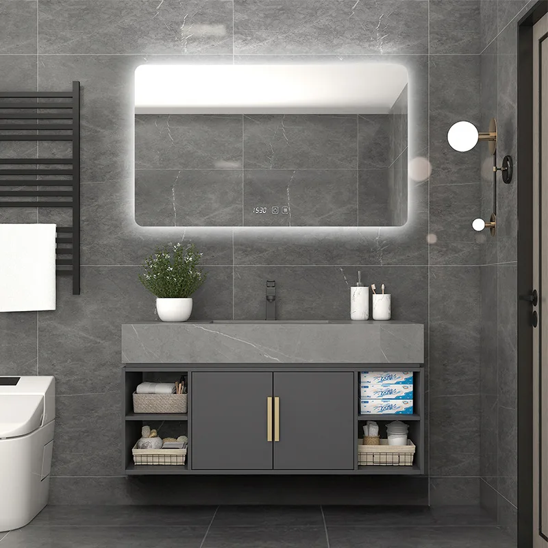 Modern simple rock slab bathroom cabinet toilet washbasin cabinet