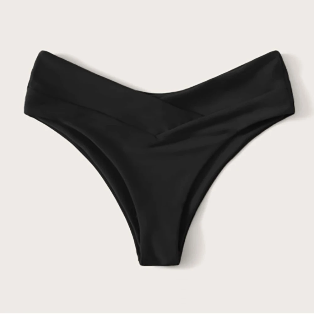 Sexy Solid Color V Cheeky Bikini Bottoms Women Triangle Thong High Waist Beach Swimwear Shorts Bathing Suit Brazilian Biquinis