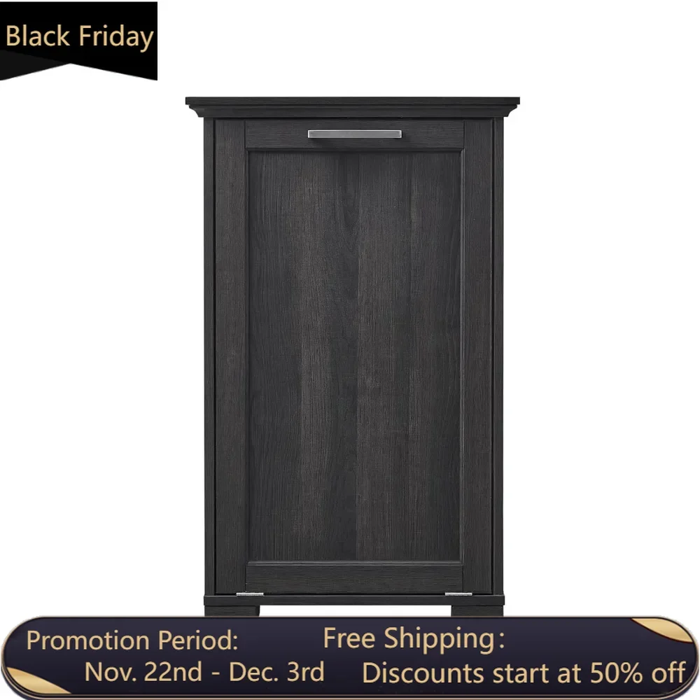 

Outdoor wooden inclined garbage bin, hidden garbage bin, kitchen can hold 10 gallons (dark brown+black roof)