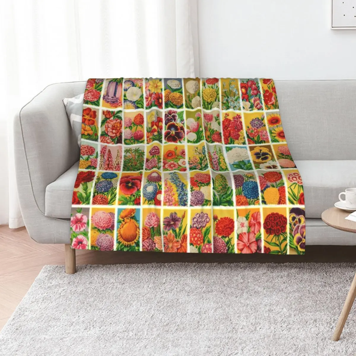 Vintage 1920s seed packet from France Throw Blanket Large Moving blankets and throws Sofas Summer Soft Big Blankets