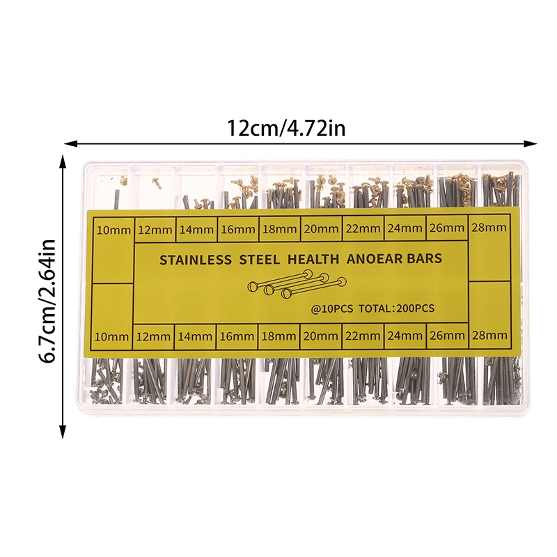 200Pcs/Box 10-28MM Watch Strap Screws Rod Watch Link Pins Clasp Bracelet Rivet End Screw Assortment Set Watch Repair Parts