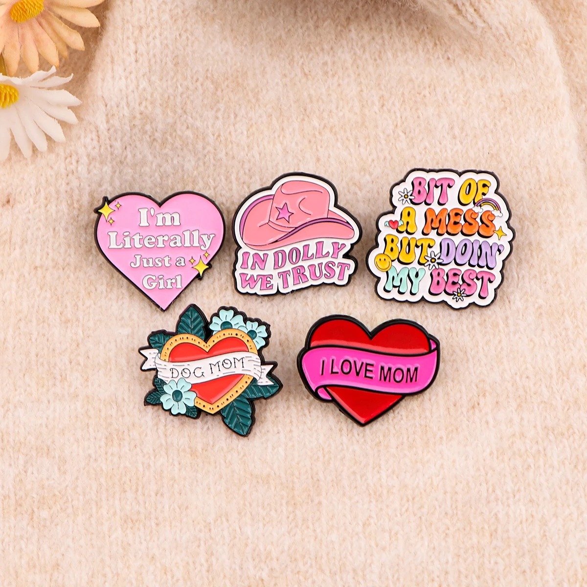 Funny Quotes Enamel Pins Cute Women\'s Brooches Men Lapel Pins Badge on Backpack Costume Accessories Heart Jewelry Mom Gifts