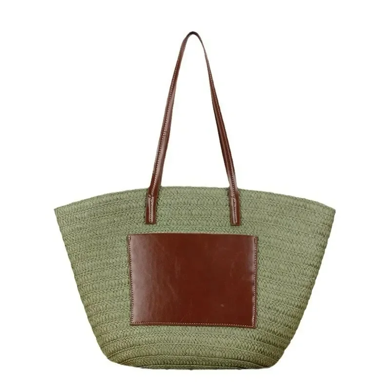 Straw hand-woven tote bag large capacity shoulder bag for women beach vacation seaside travel accessory view 5
