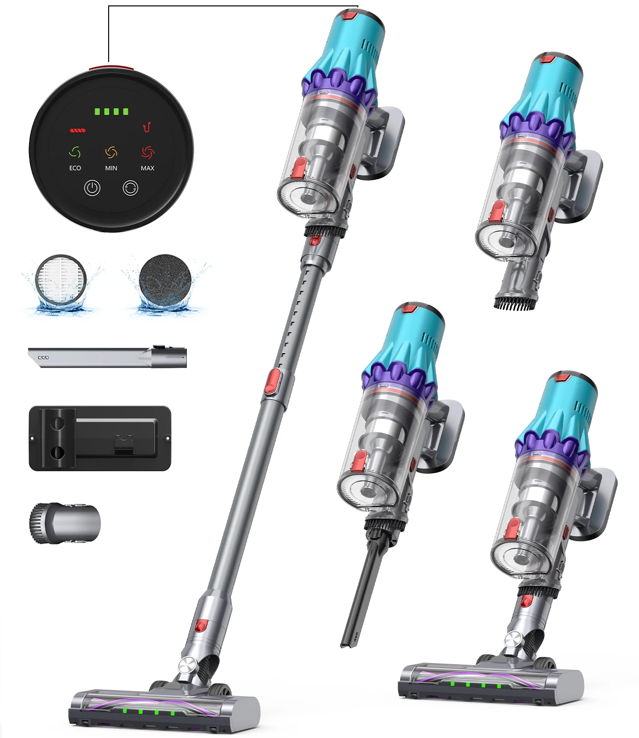 OMESER 75000Pa Draadloze Stofzuiger Anti-Tangle Borstelloze 50Min Motor Handstofzuiger voor Thuis Huisdierenharen Tapijt