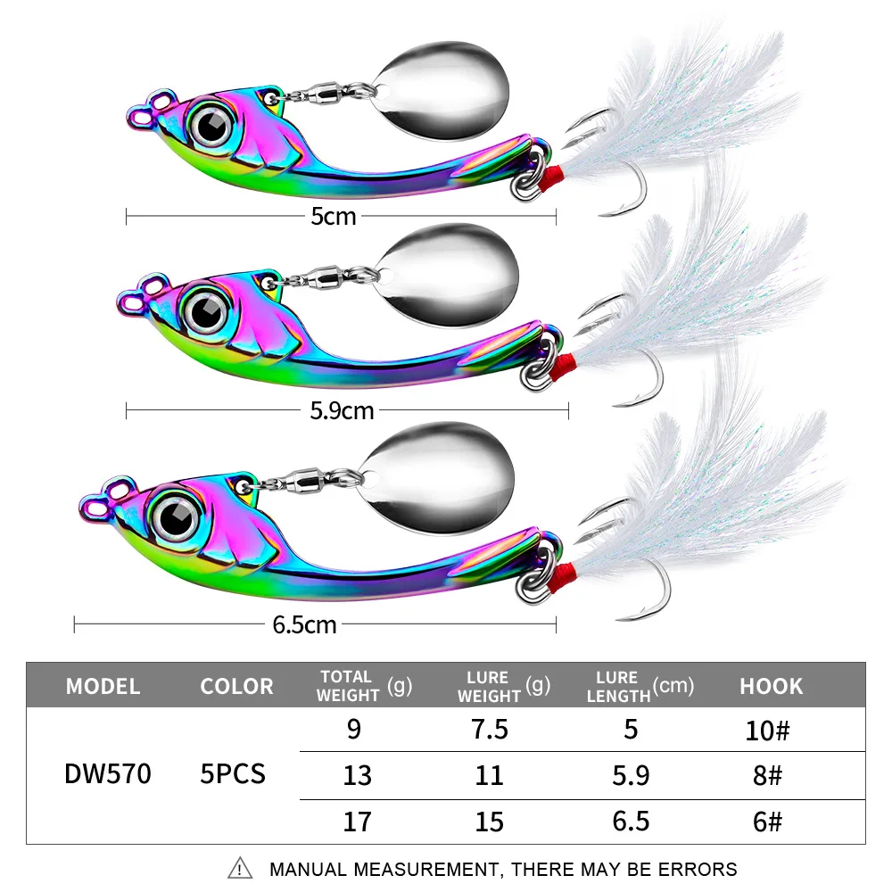 Metal VIB Fishing Lure Trolling Rotating 9G 13G 17G Tail Vibration Spoon Spinner Bait Spoon Wobbler Sinking Hard Bait