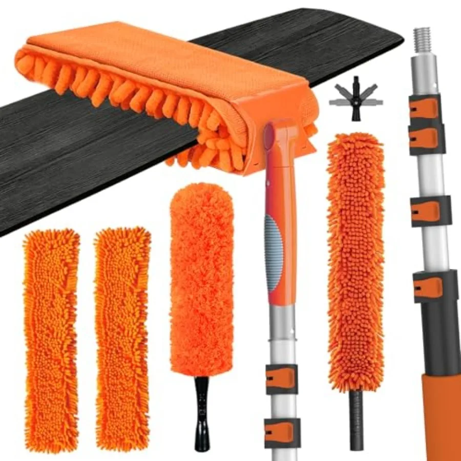

26Feet Reach Ceiling Fan Cleaner Duster, Fan Blade Cleaner Kit with 5- Extension Pole, Microfiber Duster and Replaceable Cleani