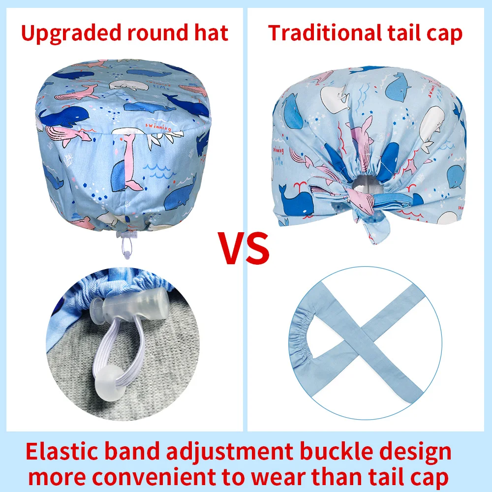 Clean Scrub Doctor Hats Pet Clinic Surgery Nurse Cap Cotton Medical Operating Room Work Caps Veterinary Care Print Sanitary Hat