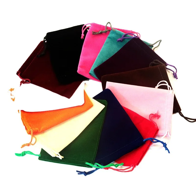 50Pcs/Lot Jewelery Storage Velvet Bag Drawstring Pouch Soft Fabric Package for Wedding Party Gift Large Size Dust Bags Sachet