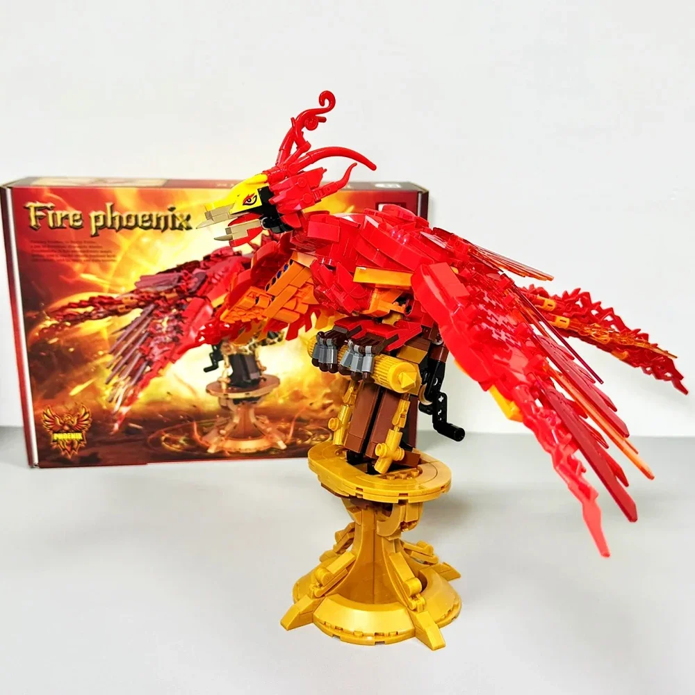 Ideeën Serie Mechanische Fire Phoenix Bouwsteen Creatieve Expert Dier Phoenix Vogel Model Baksteen Speelgoed Voor Kinderen Gift MOC