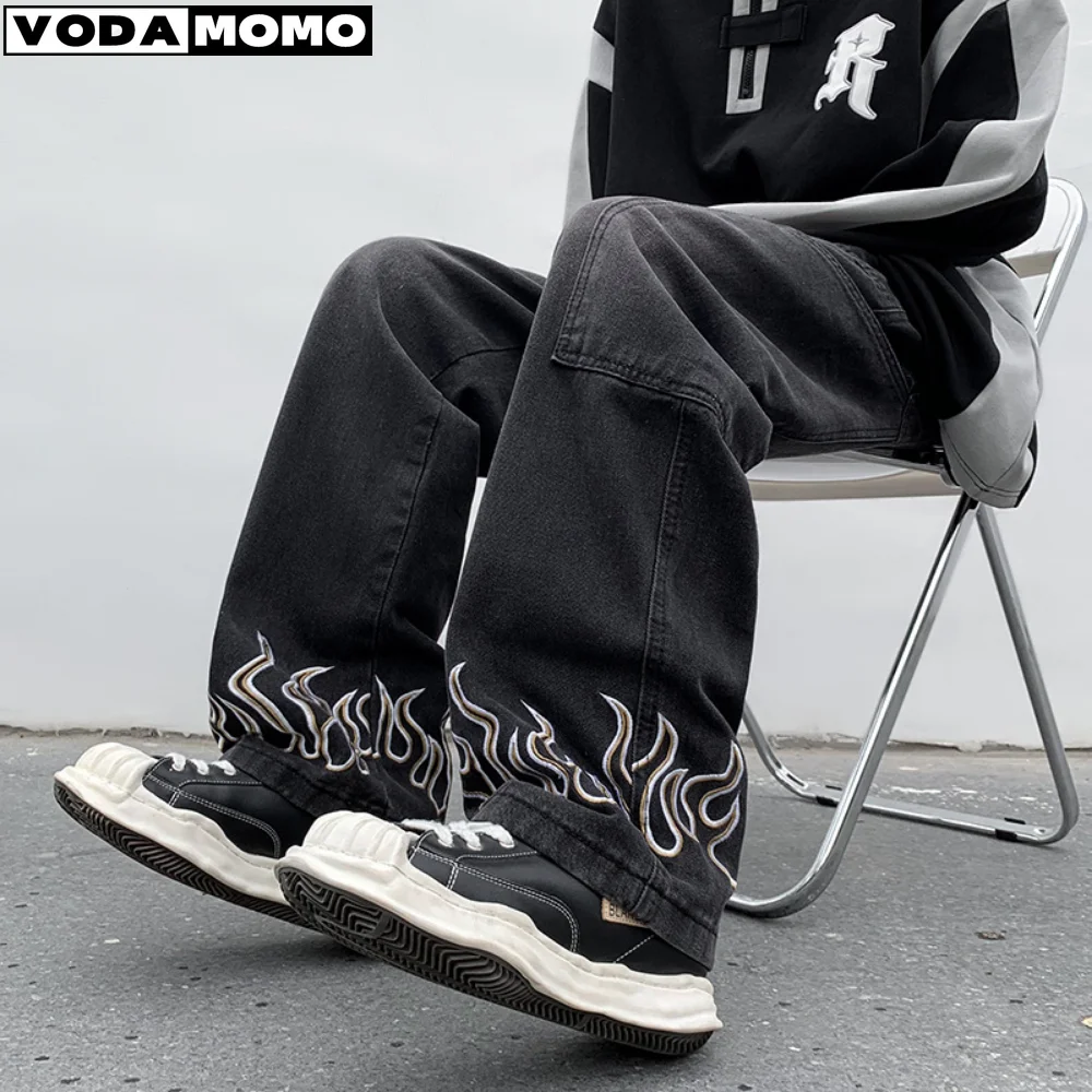 

Multi Pocket Cargo Pants Men Jeans High Street Vintage Hip Hop Wide Leg Jeans Men jeans Clothing Loose Casual Mens Jeans