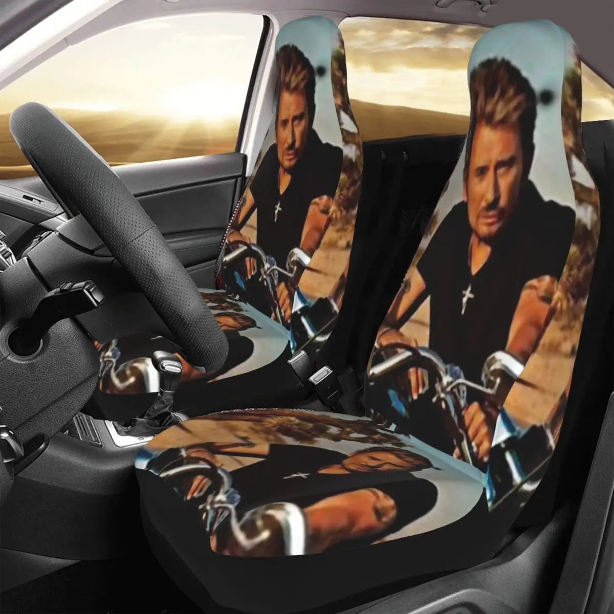 Johnny Hallyday Universal Car Seat Cover Auto Interior Travel Rock Music French Singer Car Seat Covers Polyester Seat Protector