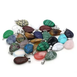 1pc Natural Drop Shape Stone Pendant Crystal Rose Quartz Agate Yellow Jade Opal Malachite Charms for Jewelry Making DIY Decor