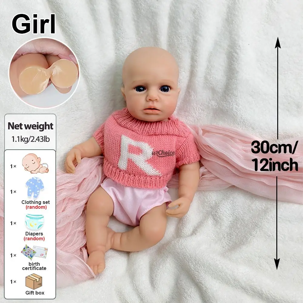 30 cm lavável pode abrir a boca bebê menina sólida silicone renascido boneca Loulou toque macio sentindo veias visíveis boneca para presente de aniversário