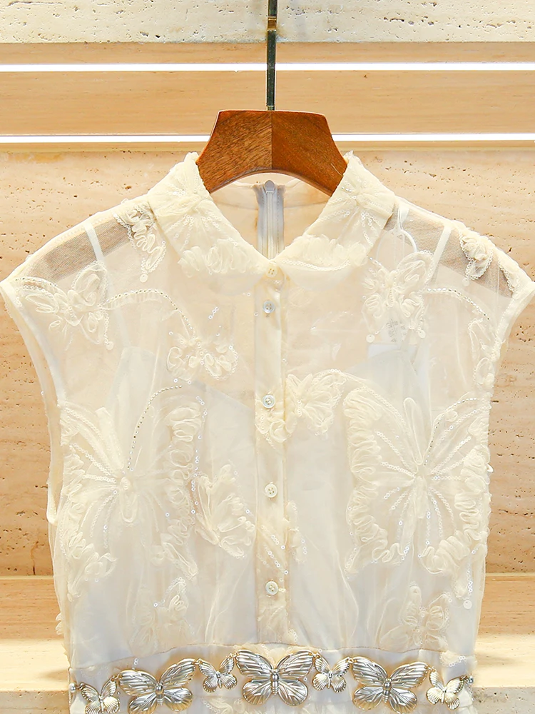 

New Chinese Sle Rhinestone Collar Svel Vest Dr High Waist A-Line Long Skirt Traditional Hanfu Women's Dr