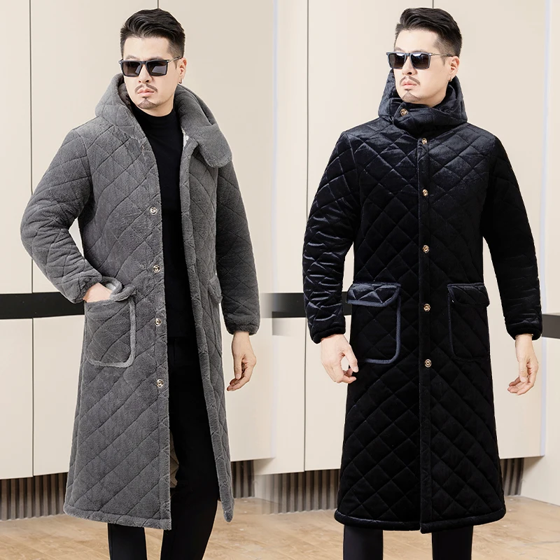 

Мужская хлопковая куртка, теплая зимняя спецодежда с длинными рукавами, модная домашняя одежда на подкладке, пальто, большой плащ