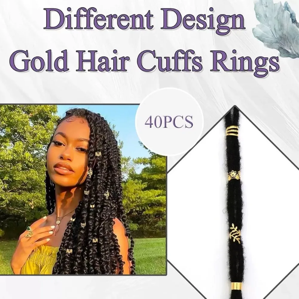 Hair Beads 40Pcs - Stylish Alloy Hair Rings Tubes Creative Dreadlock for Braids for Girls and Women Hair Styling Accessories Set