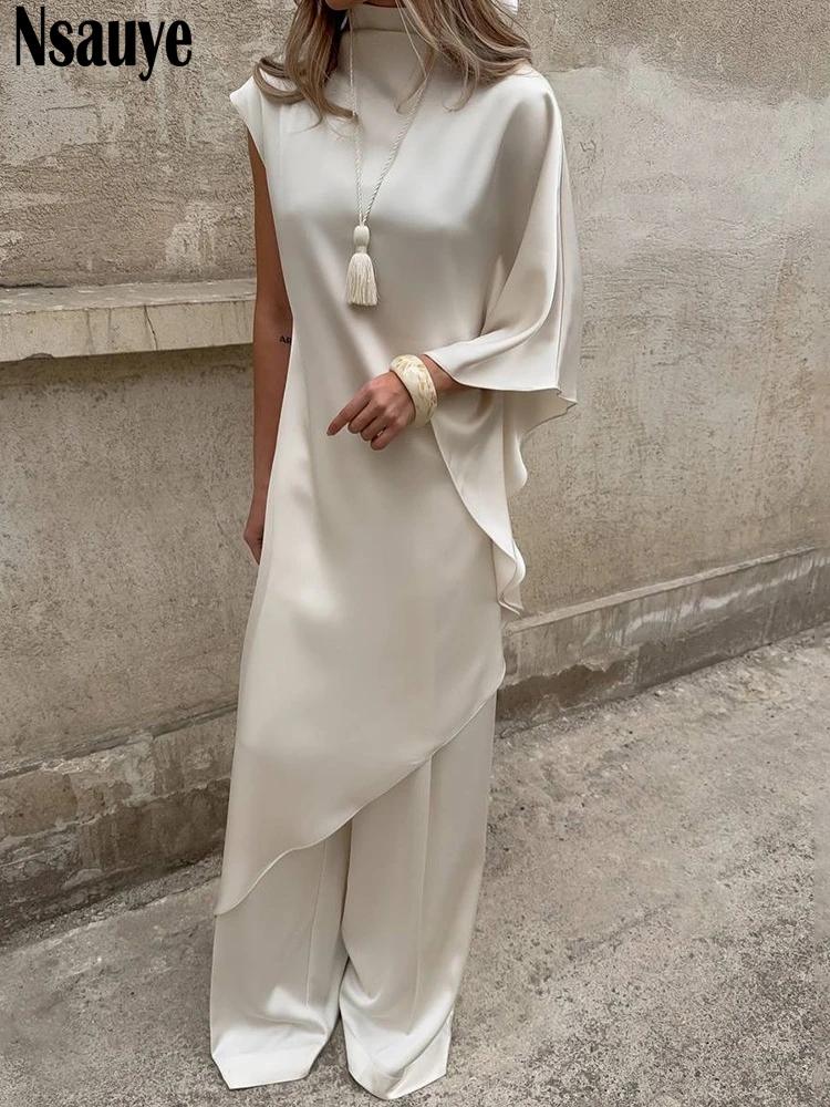 Nsauye セクシーなイブニングパーティー女性ナイトクラブサテンエレガントなドレスロングプルオーバー夏ハイスプリット 2025 マキシホリデーファッションドレス