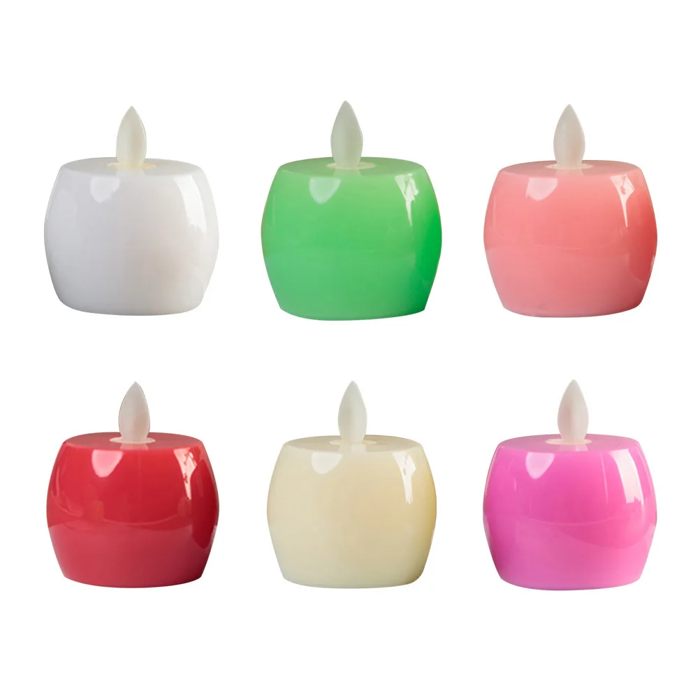 LED محاكاة أضواء التفاح الأحمر بالطاقة الخفقان لهب Tealight رومانسية الزخرفية ضوء ليلة مصباح حزب بار