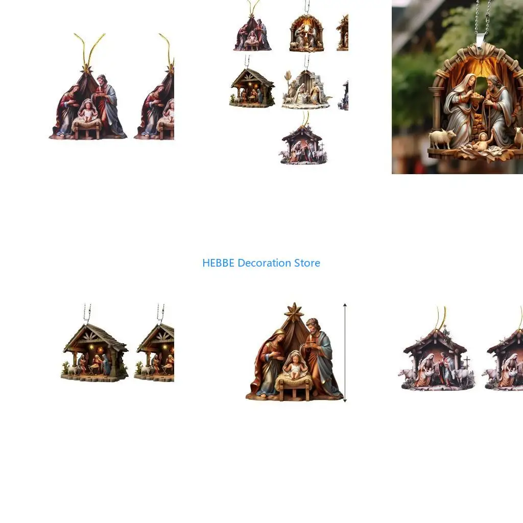 B0KC 2pcs Acrylic Nativity Scene Hangers Decorative Hanging For Elegant Homes Decors