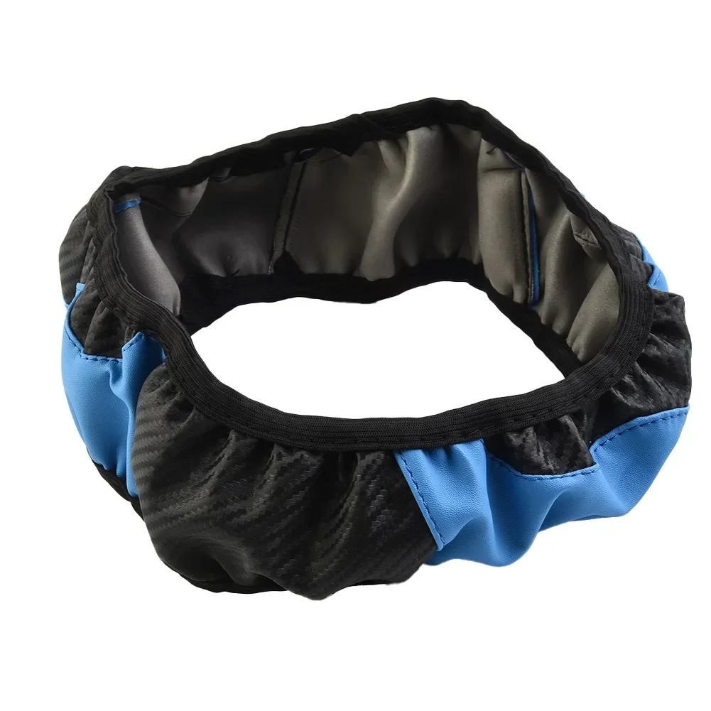 

38 см автомобильный синий черный кожаный чехол на руль из углеродного волокна, чехол на руль автомобиля, противоскользящие чехлы на руль из искусственной кожи