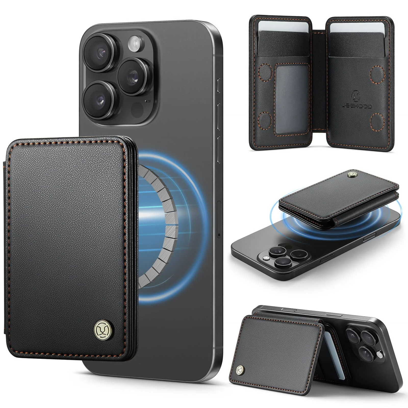 

Кошелек с магнитным держателем для карт, блокировка RFID, минималистичный кошелек для телефона для телефонов и чехлов для iPhone 17/16/15/14/13/12/Pro/Max