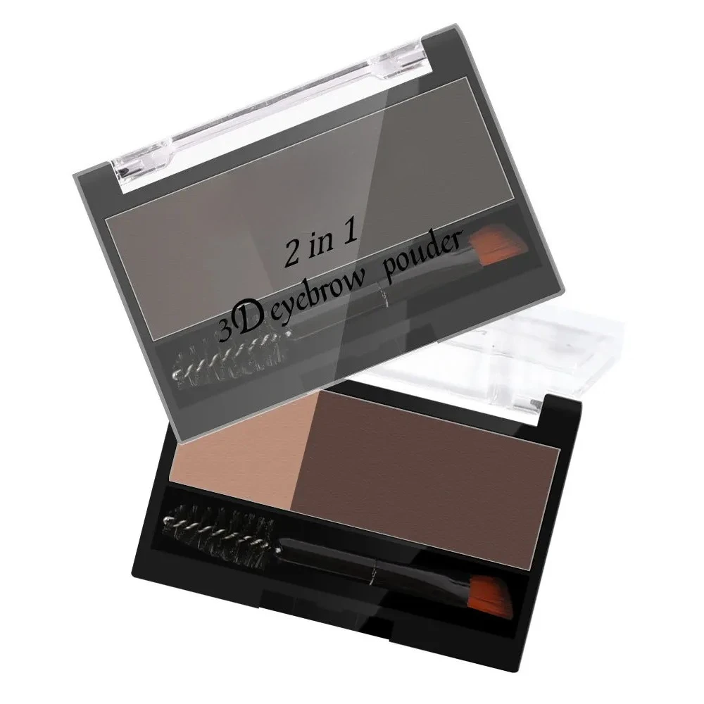 Paleta de polvos para cejas de 2 colores, maquillaje profesional de ojos en polvo tridimensional Natural duradero, herramientas de maquillaje en polvo para cejas