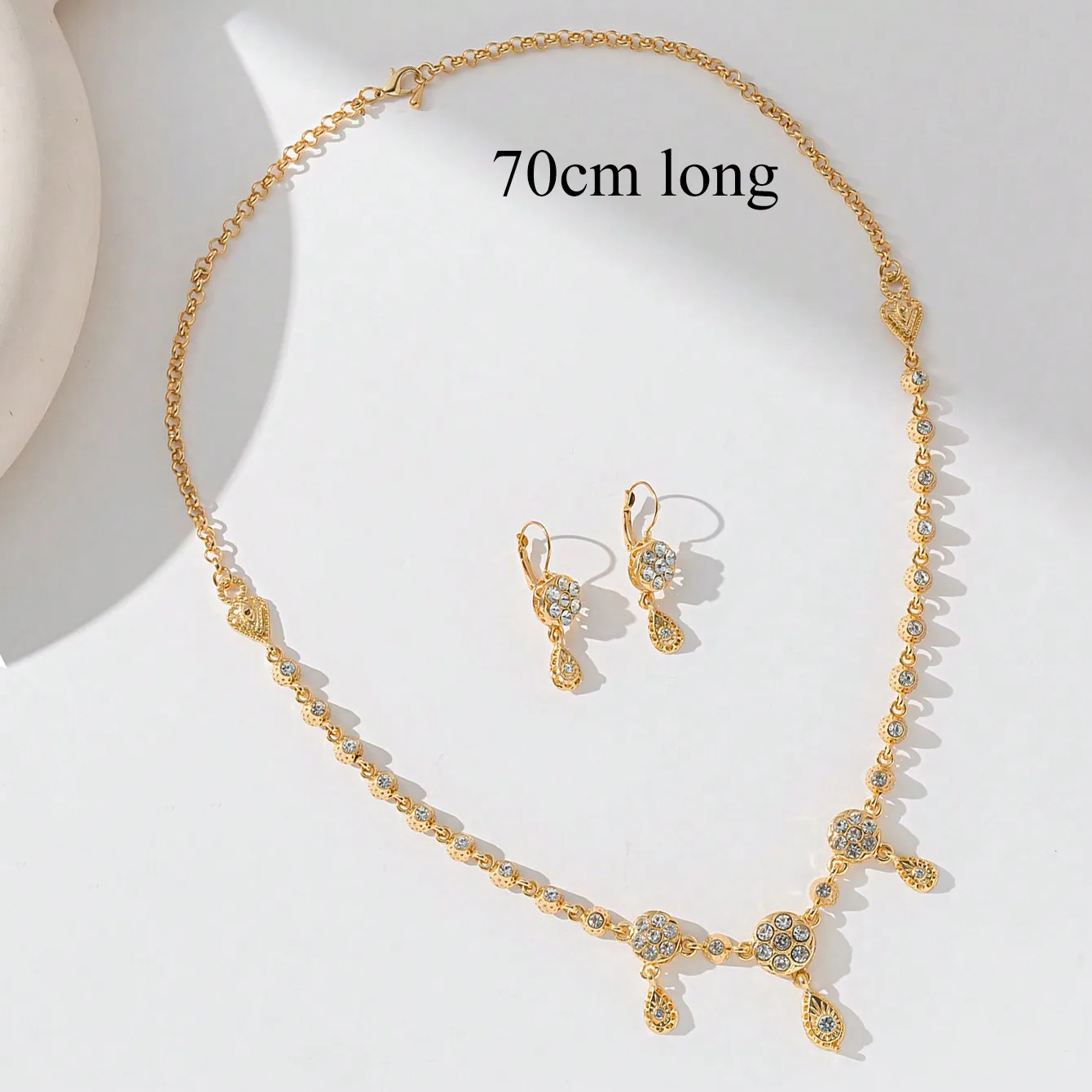 Moroccan Wedding Jewelry Forehead Hair Accessory Drop Shape Crystal Earrings Ethiopian Bridal Head Chain Gold Plated Pendant