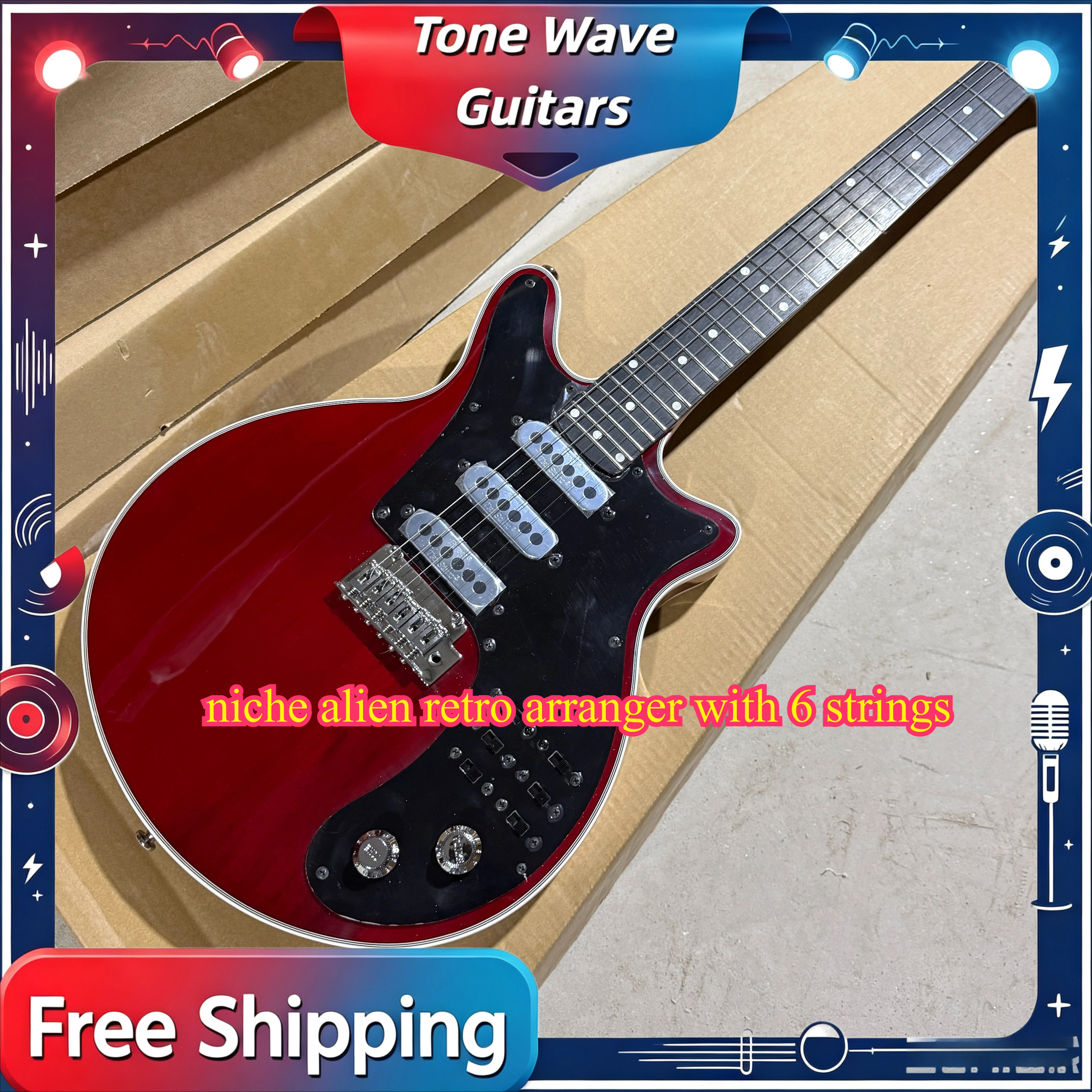 2026 Special Offer New Brian May Electric Guitar 6 String Wine Red Beginner Free Shipping Minority Alien Retro Arranger Musician