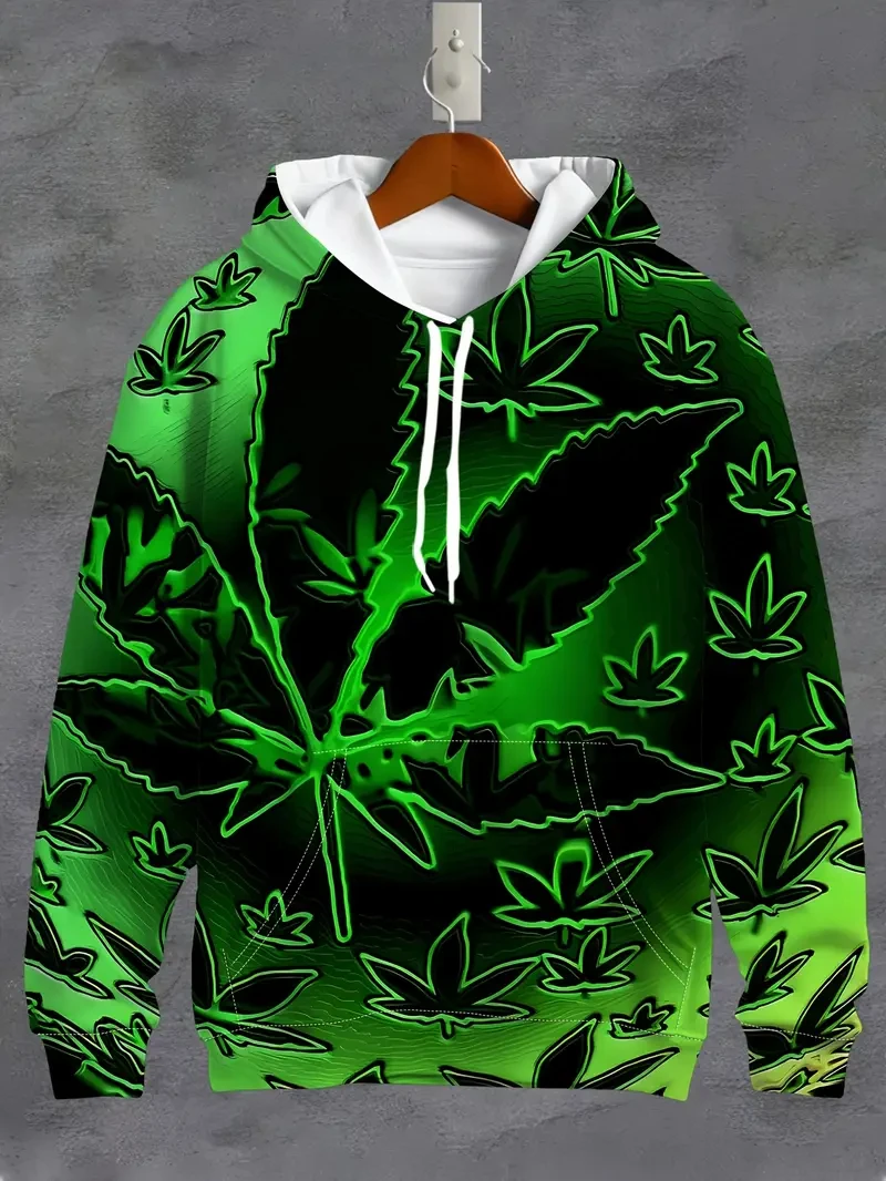 

New Weed Graphic Hoodies Pullover Men/Women 3D Print Cool Trendy Sweatshirts Casual Green Weed Leaf Hip Hop Men Streetwear Tops