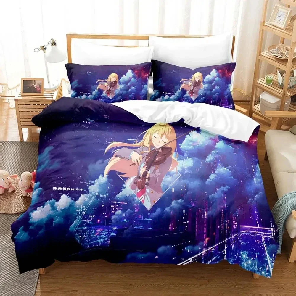 Anime Your Lie in April Bedding Set Boys Girls Twin Queen Size Duvet Cover Pillowcase Bed Kids Adult Fashion Home Textileextile