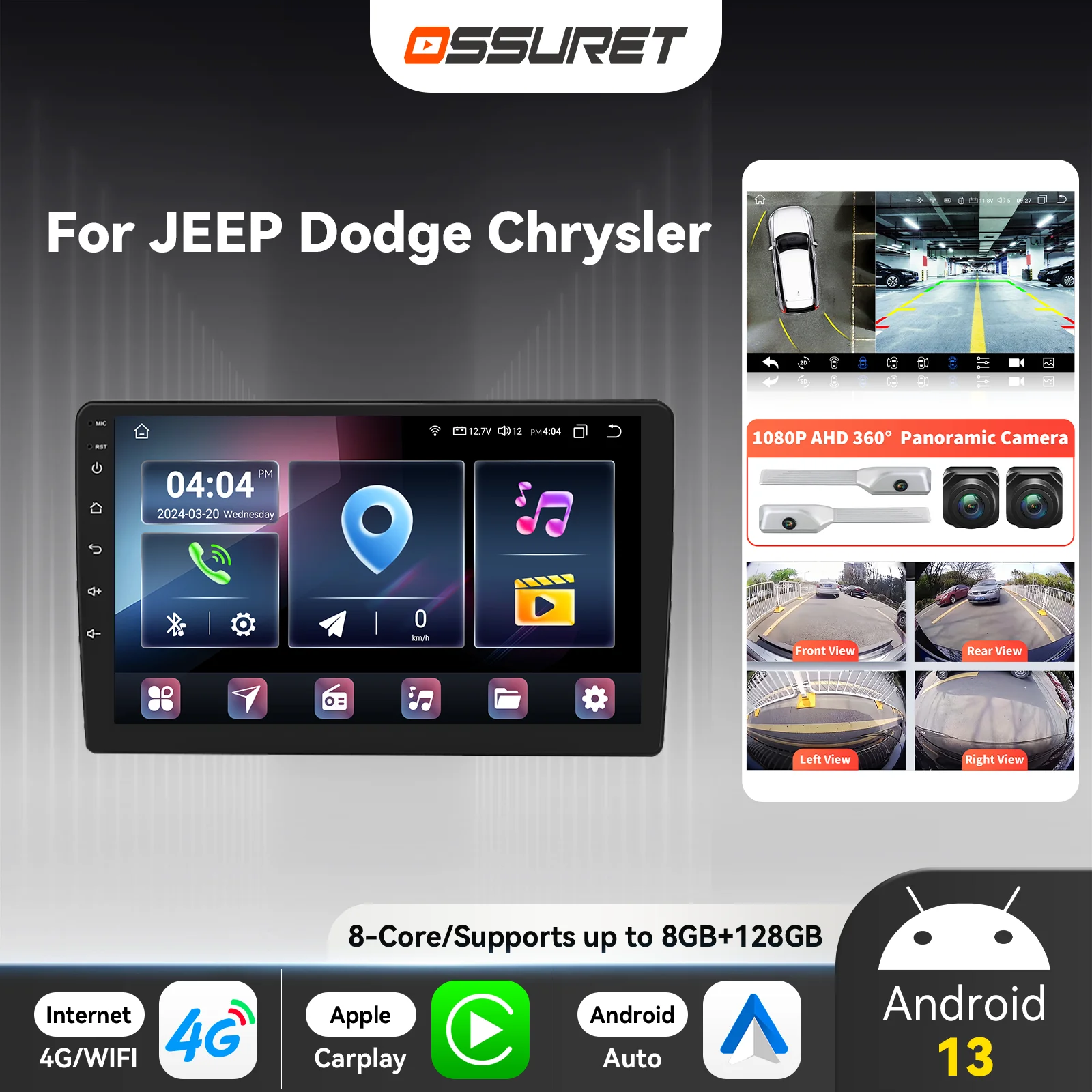 Carplay Android Auto Car intelligent systems radio for Dodge RAM/Jeep Compass Wrangler Grand Cherokee Commander Liberty/Chrysler