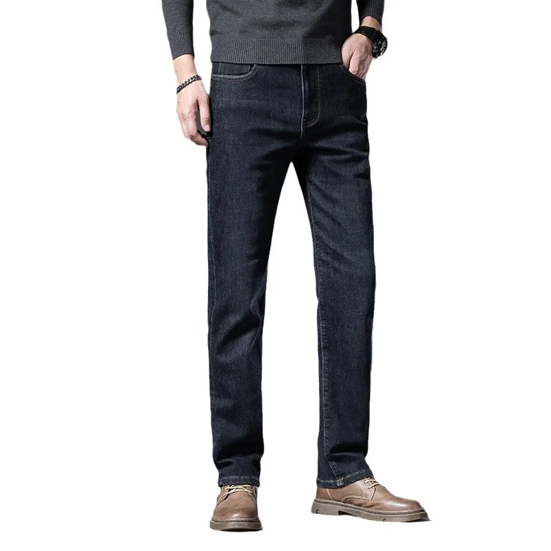 بنطال جينز رجالي بقصة مريحة - وزن شتوي عالي الارتفاع لـ Business Casual