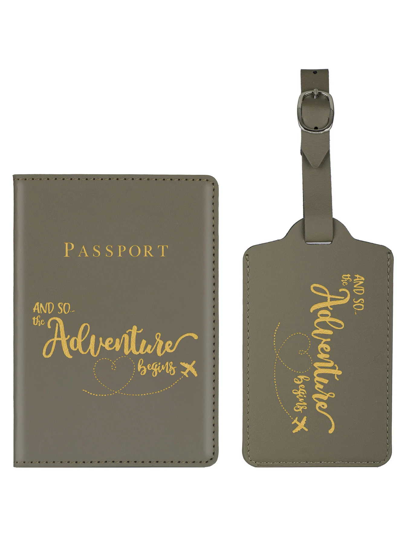 2pcs/Set Adventure Passport Cover Case and Luggage Tag Set, Travel Passport Holder Wallet