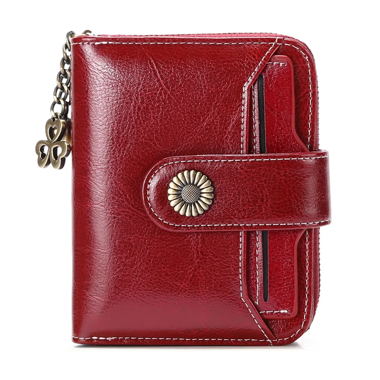 

New Genuine Leather Women's Zipper Wallet Women's Short Multi functional Mini Zero Wallet Driver's License Wallet