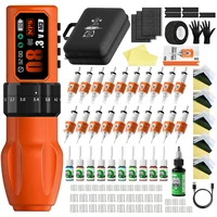Kit de máquina de tatuaje profesional, pluma de tatuaje de carrera ajustable inalámbrica, Motor sin escobillas sin núcleo con aguja de tatuaje, taza de tinta para tatuaje