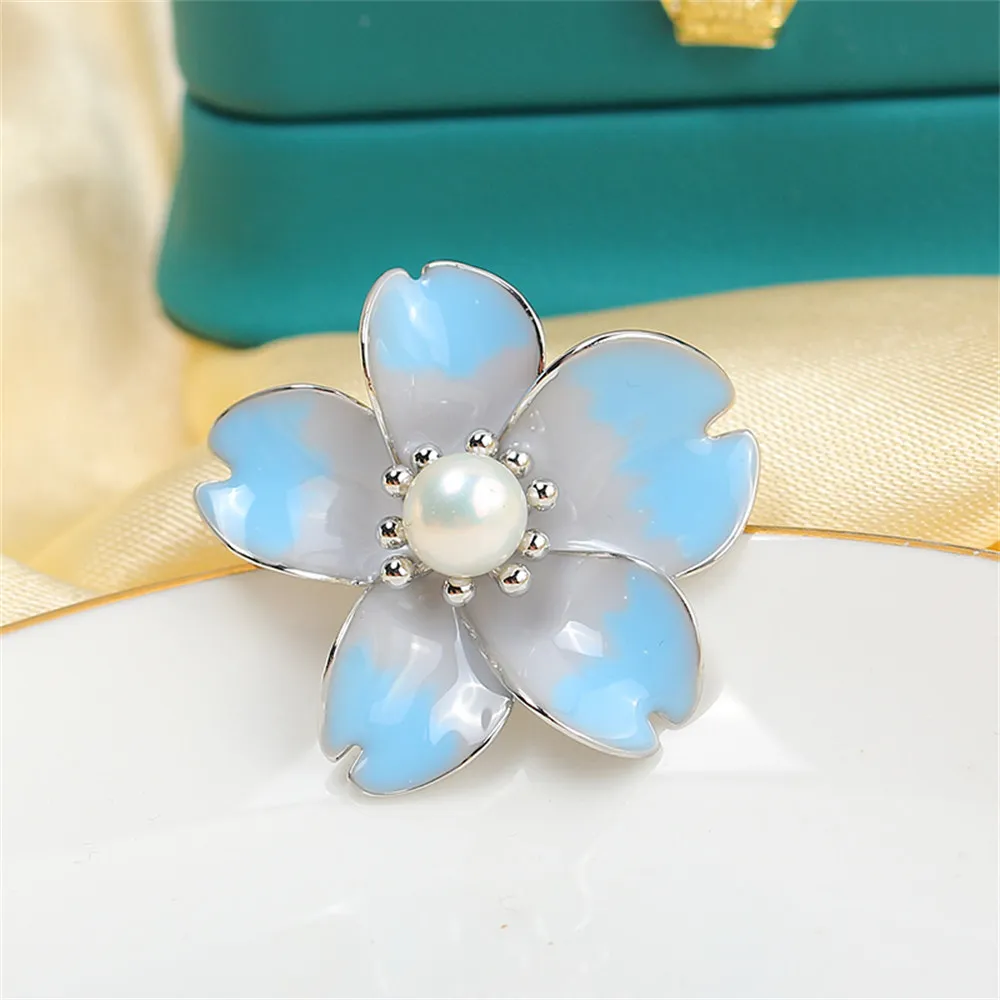 

Cherry Blossom Enamel Pearl Brooch Copper Plated Gold Inlaid Accessories Empty Tray Corsage Accessories Female Gift