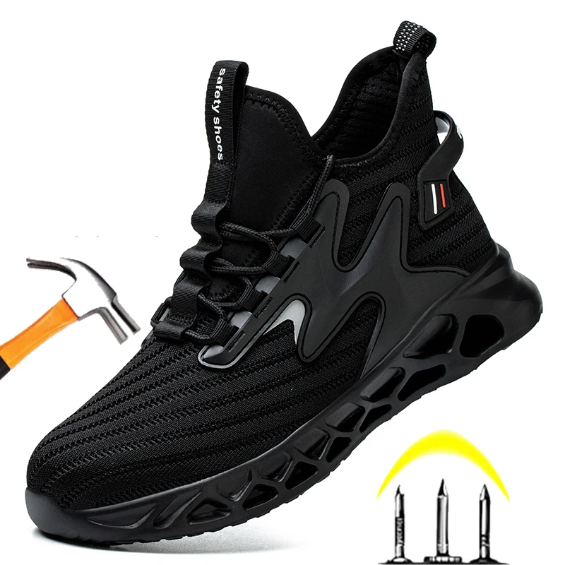 

Men Work Leather Boot Safety Shoes Steel Toe Cap Puncture-Proof Work Sneakers Indestructible Work Shoes Men Shoes Male Kevlar