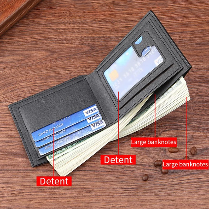 Men Short PU Leather Wallet Multi-Slot Coin Pocket Business Credit ID Card Holder Wallet Men Purse Simple Dollar Coin Money Bags