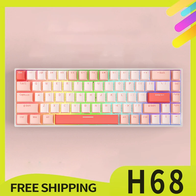 

Readson H68 Mechanical Keyboard Customized Wireless Bluetooth Three Mode 2.4g Hot-Swap Keyboard Ergonomics For Gamer Office Gift