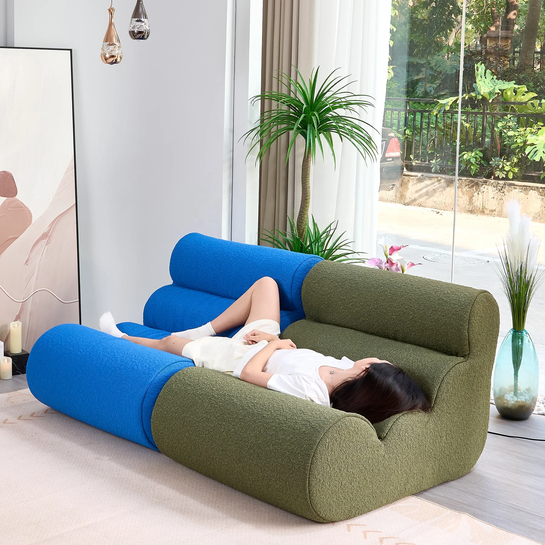 Small Package Fabric Accent Chair Living Room Sofa Modular Compression Chair Compressed Foam Chairs