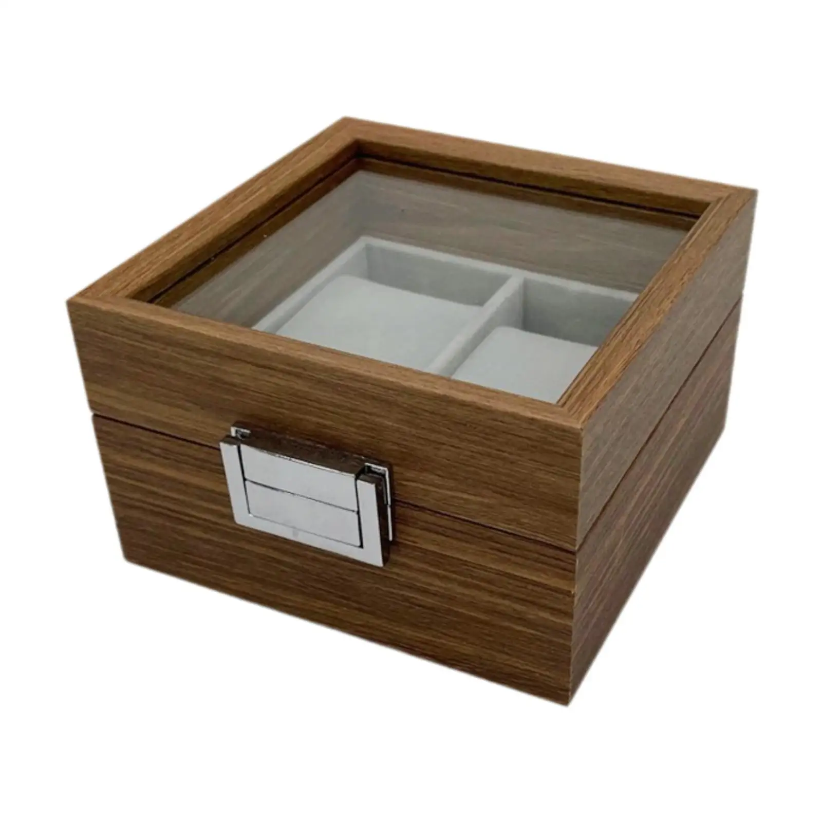 Watch Box Organizer Wood Watch Box 2 Slot Clear Lid Elegant Lockable Premium