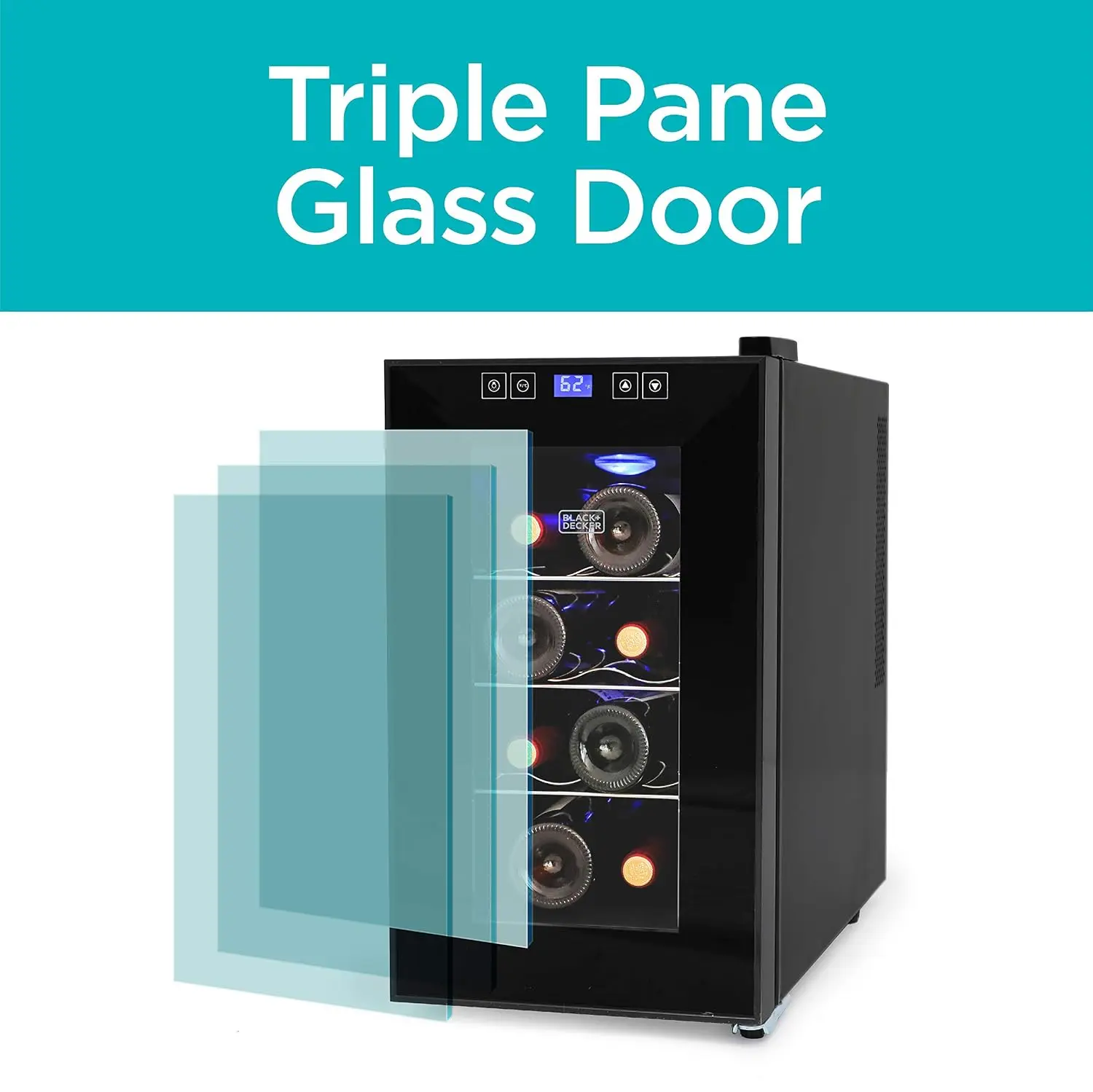 8-Bottle Wine Cooler, Countertop Mini Fridge with Glass Door, LED Display & Chrome Racks, Customized
